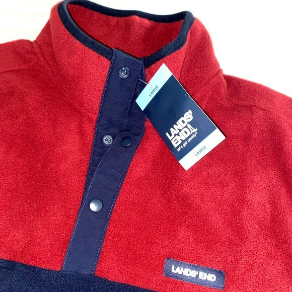 Lands End Fleece Mock Collar Long Sleeve Quarter Button Up Jacket  - Large - Picture 4 of 6
